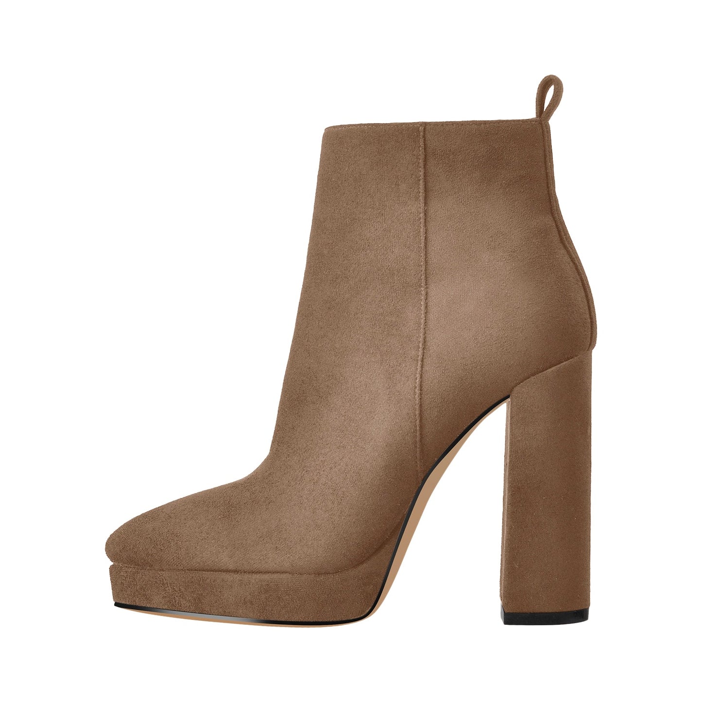 Suede Pointed Toe Chunky Heel Ankle Boots