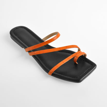 Orange Black Slipper Sandals