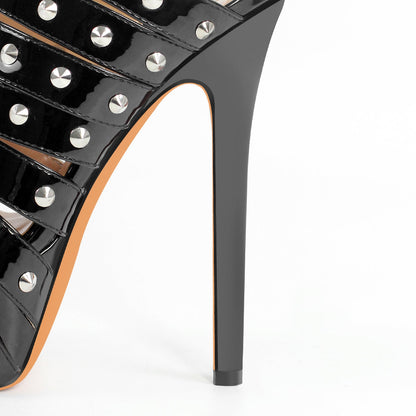 Platform Rivet Straps Stiletto Sandals