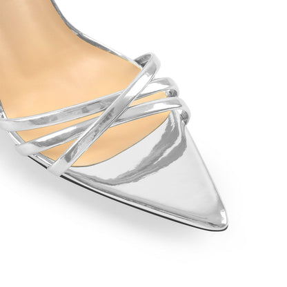 Pointed Toe Strap Lace Up Clear Heel Sandals