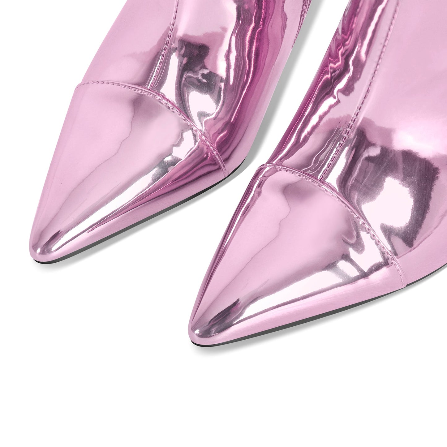 Pink Metallic Leather Stiletto Boots