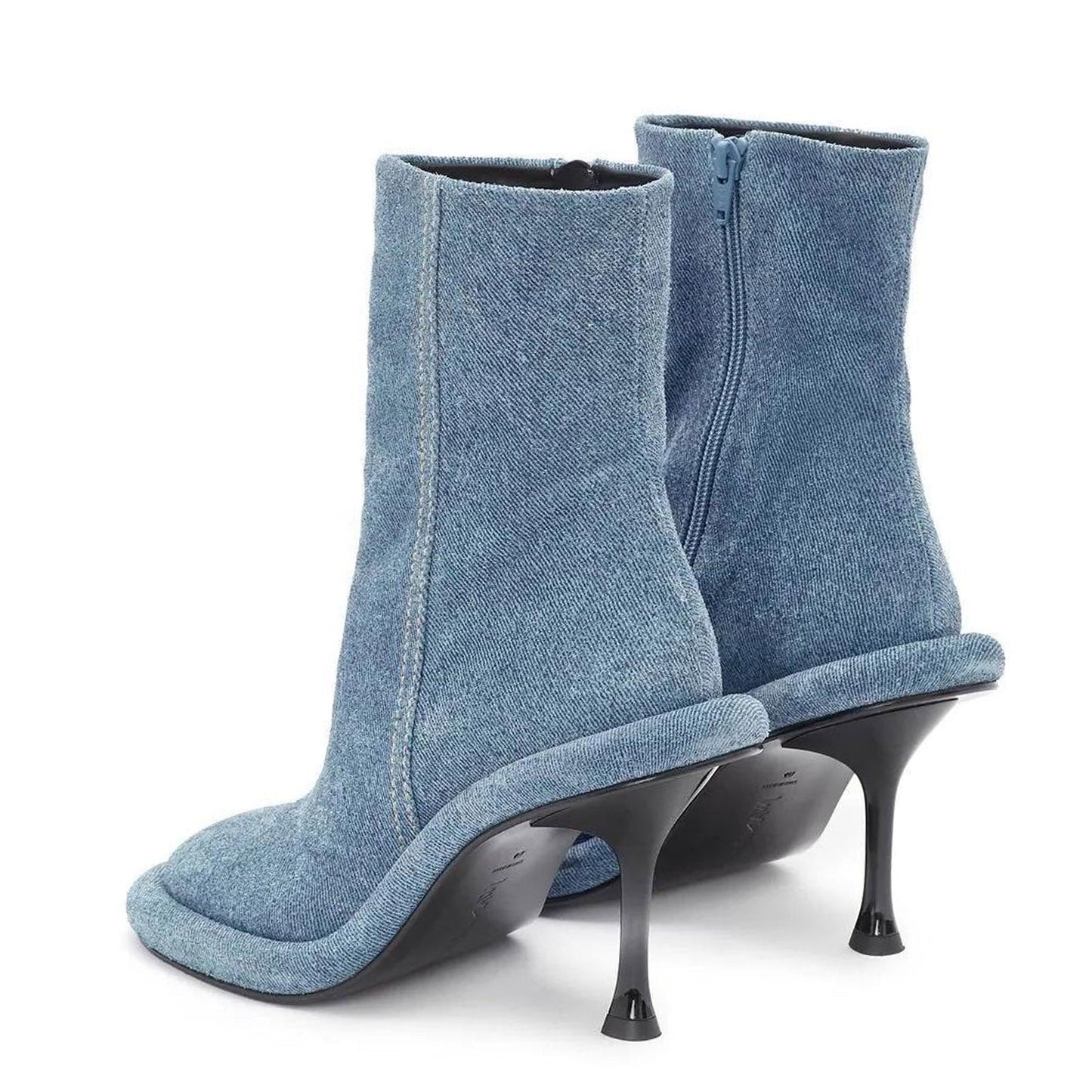 Round Toe Stiletto Denim Platform Ankle Boots