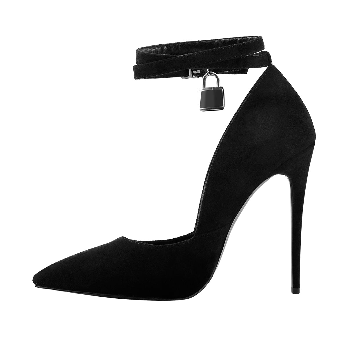 Pointed Toe Double Ankle Strap Lock High Heel Pumps