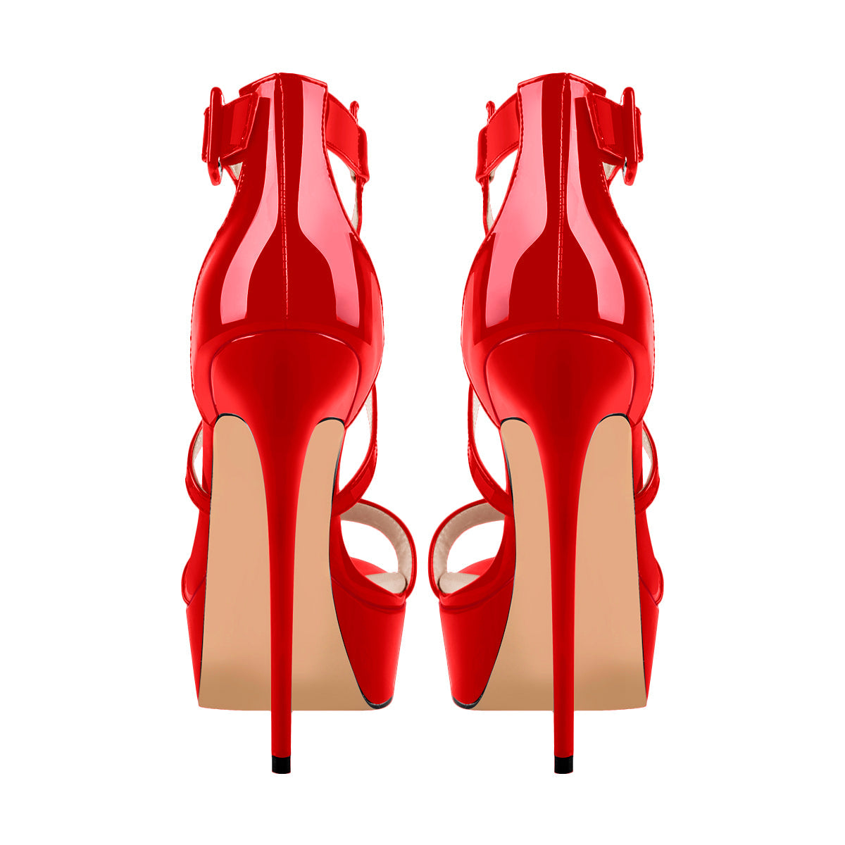 Patent Leather Platform Cross-tied Stiletto Sandals