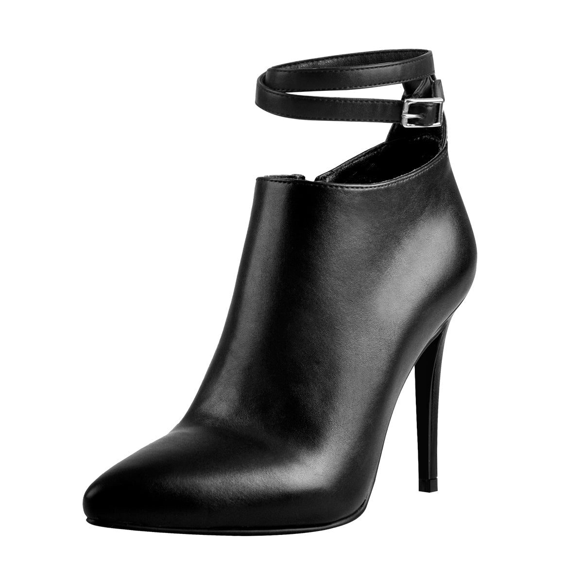 Pointed Black Matt High Heel Zipper Ankle Boots