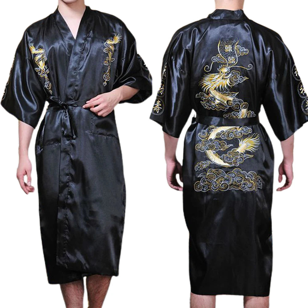 Embroidered Dragon Satin Robe