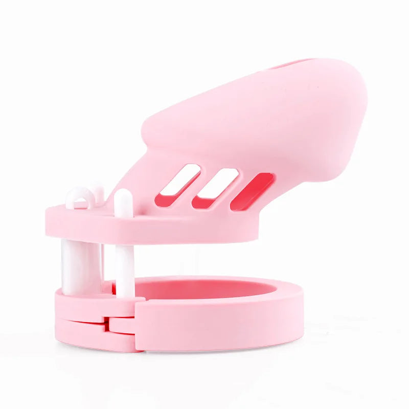 Silicone Chastity Cage with 5 Size Penis Rings