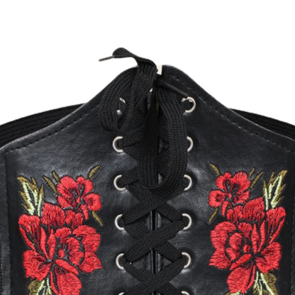 Embroidered Rose Waist Cincher