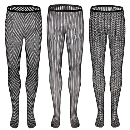 Men's Fishnet Striped Stockings