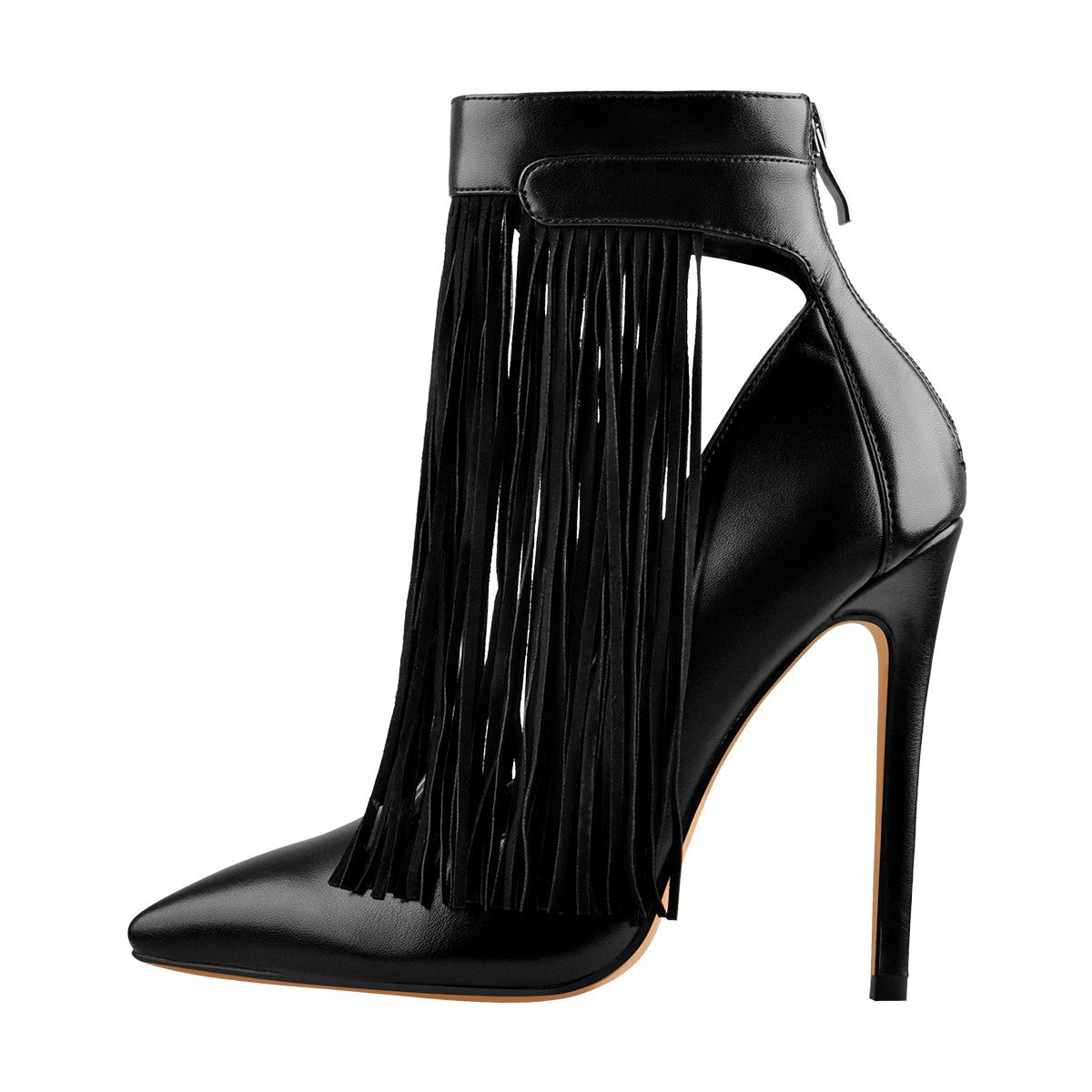 Fringe Pointed Toe Stiletto High Heels Ankle Pumps