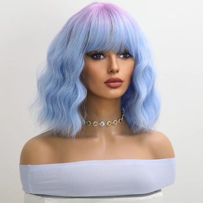 Blue Purple Crossdressing Wig