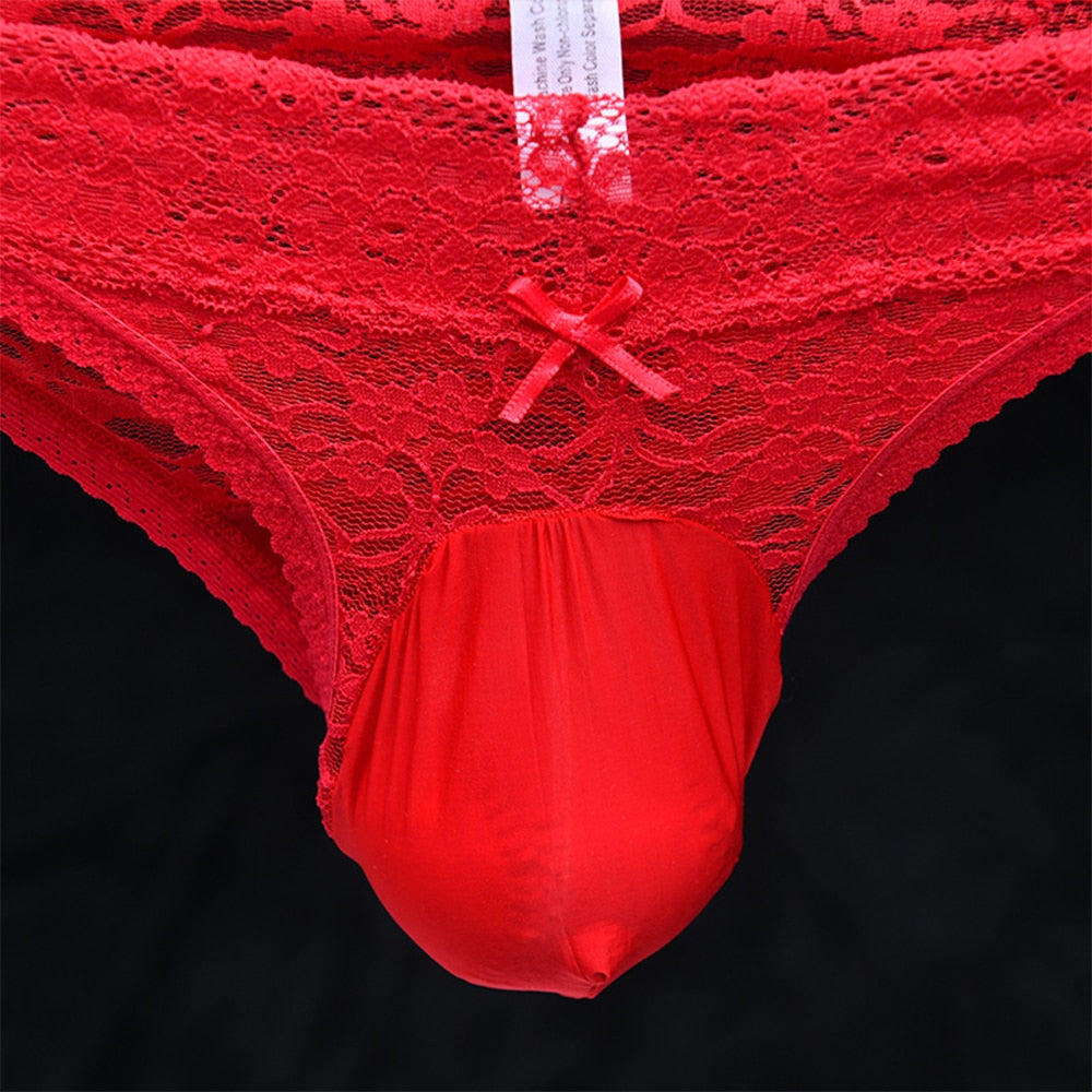 Ultra Thin Floral Lace Pouch Panties