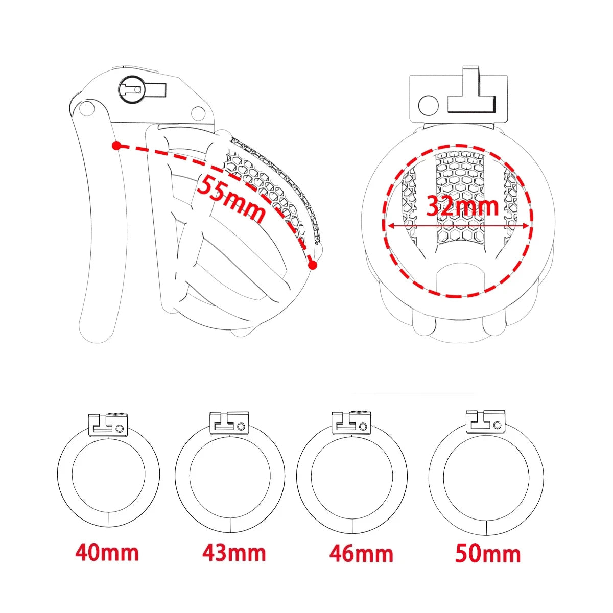 Mini Male Chastity Cage With Curved Ring Lock Ring