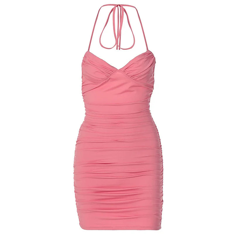 Pink Halter Mini Dress