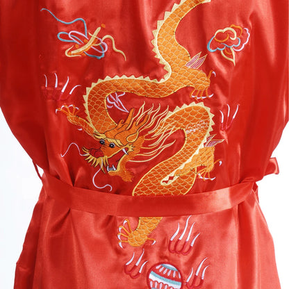 Embroidered Dragon Satin Robe