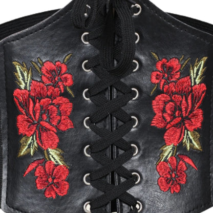 Embroidered Rose Waist Cincher