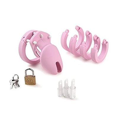 Silicone Chastity Cage with 5 Size Penis Rings