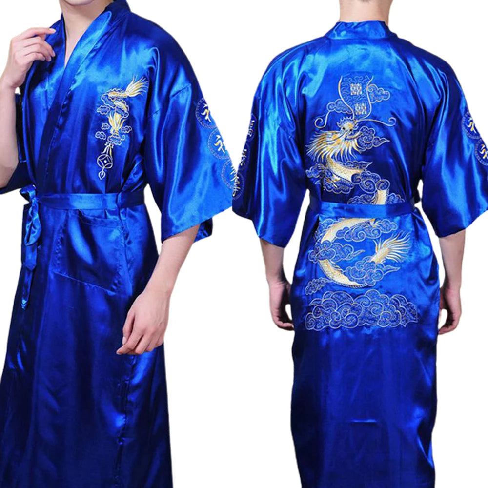 Embroidered Dragon Satin Robe