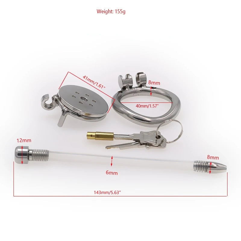 Flat Round Male Chastity Device With Catherer