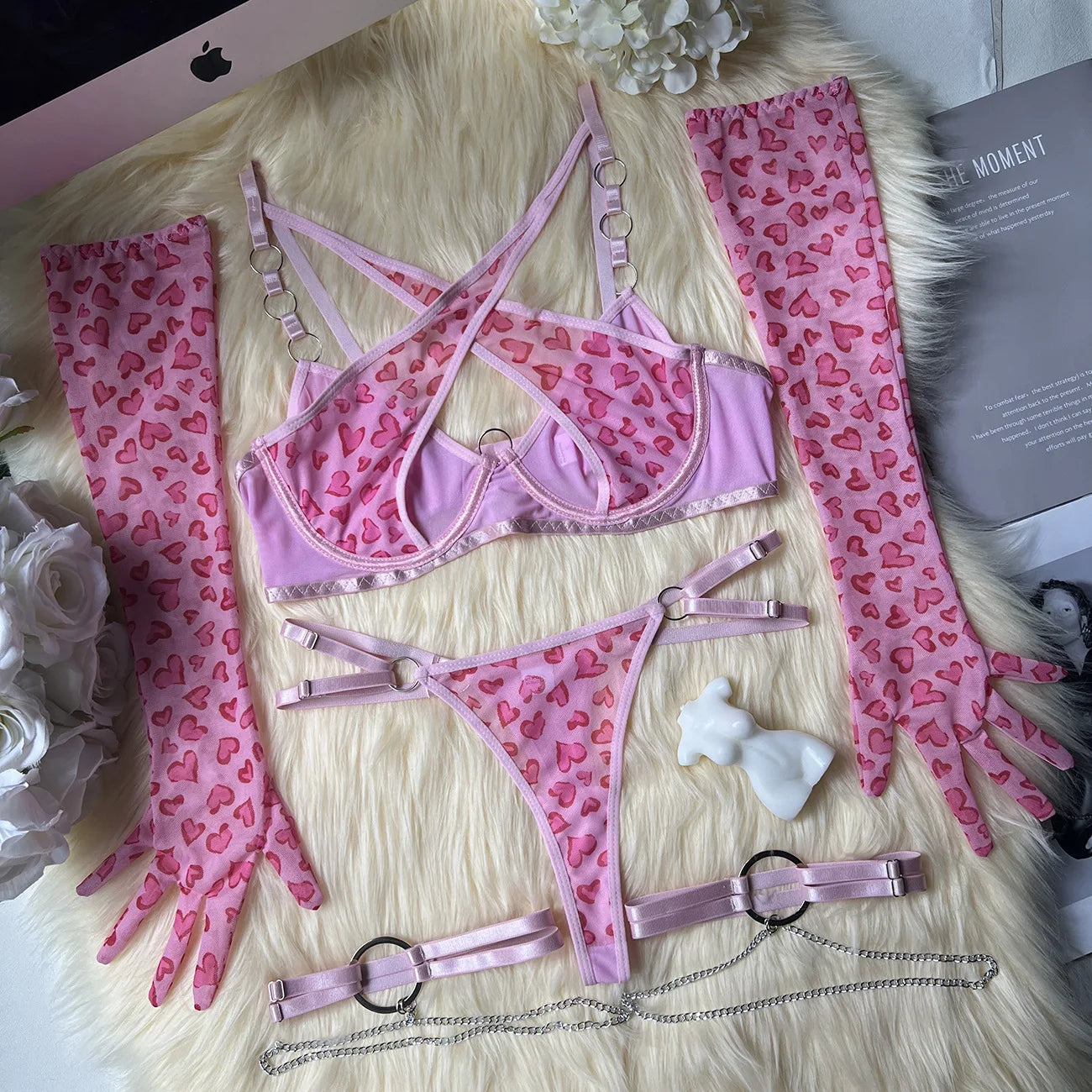 Pink Heart Lingerie Set