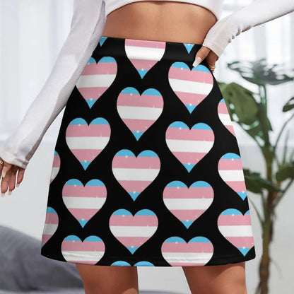 Transgender Pride Hearts Mini Skirt