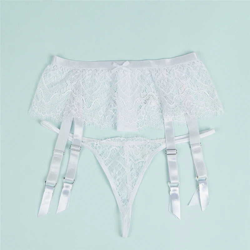 High Waist Lace Garter Belt & Thong Set