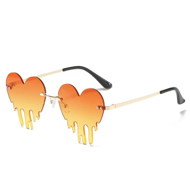 Heart Tear Shape Rimless Sunglasses