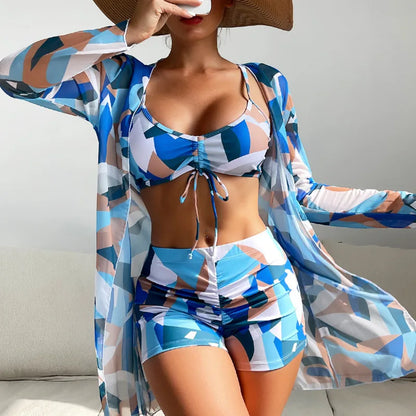 Push Up Three-Piece Bikini Set