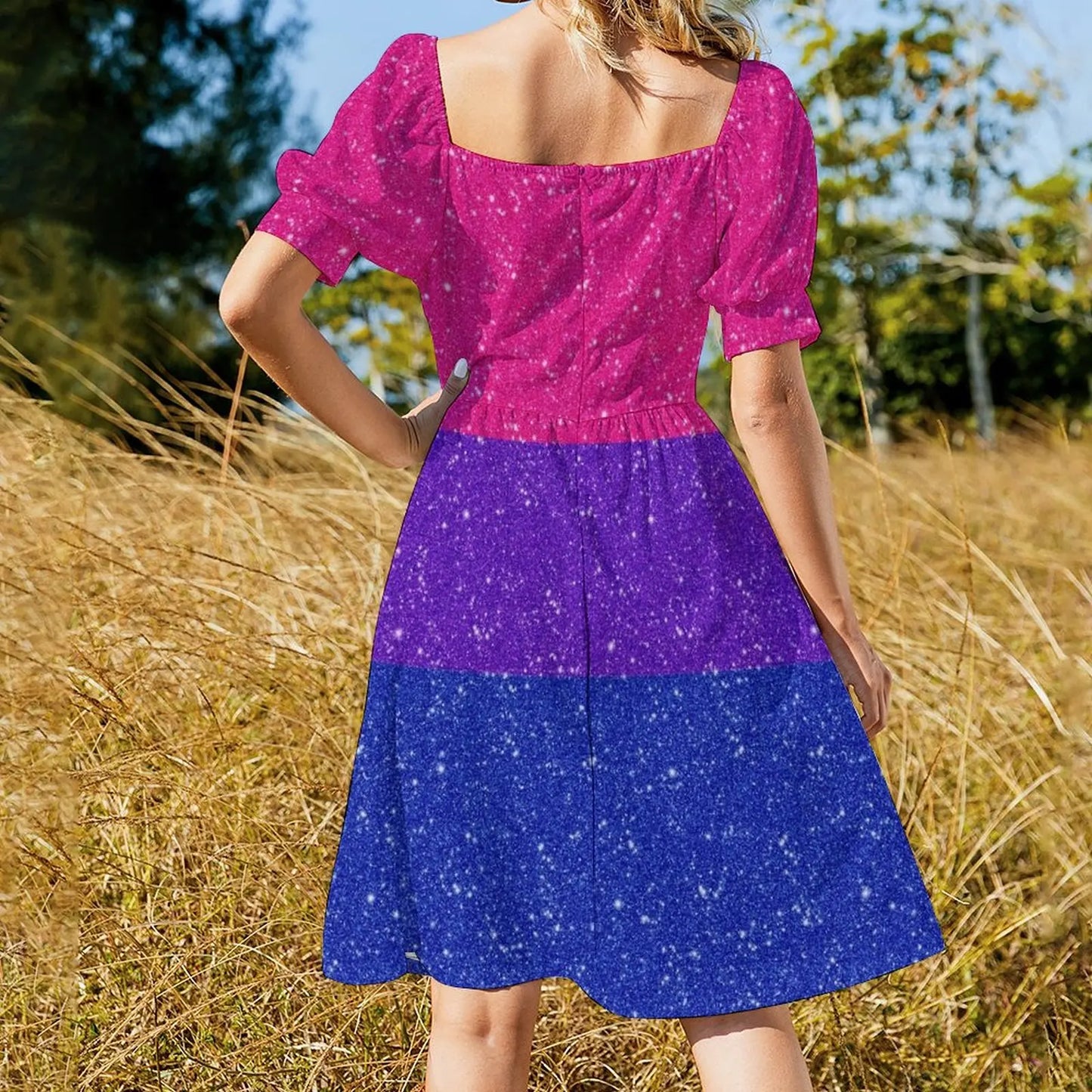 Faux Glitter Bisexual Pride Flag Dress