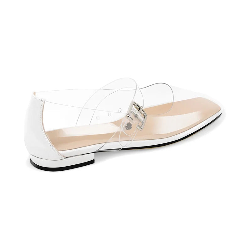 Transparent Square Toe Flats