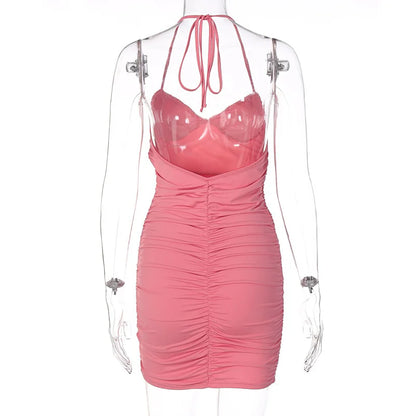 Pink Halter Mini Dress