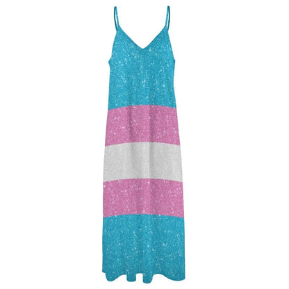 Faux Glitter Transgender Pride Flag Dress