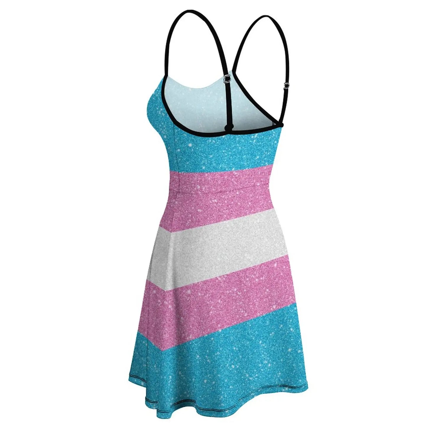 Faux Glitter Transgender Pride Flag Dress