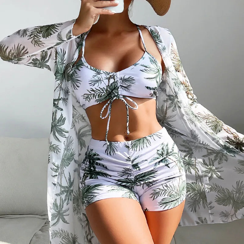 Push Up Three-Piece Bikini Set