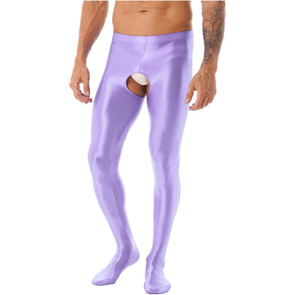 Men's Glossy Crotchless Pantyhose