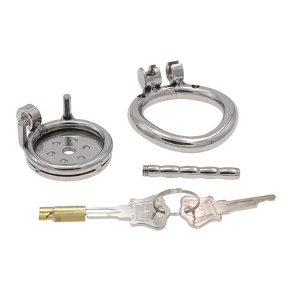 Flat Round Male Chastity Device With Catherer