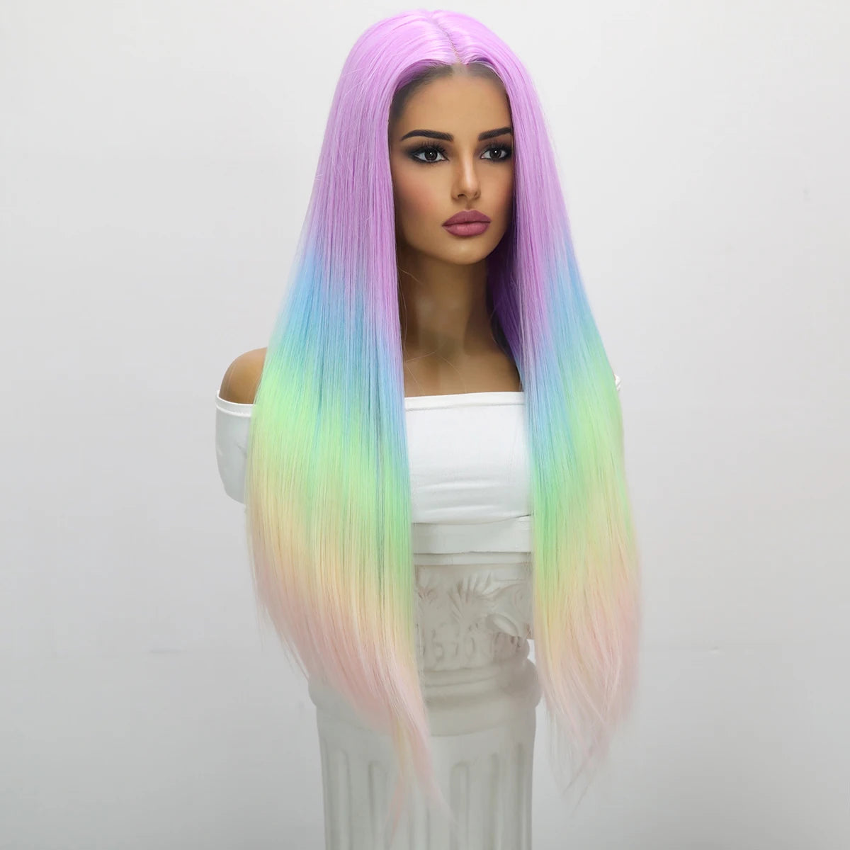 Long Rainbow Crossdressing Wig