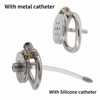 Flat Round Male Chastity Device With Catherer