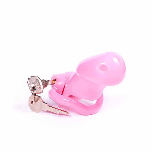 Sissy in Pink Resin Chastity Cage 1.89 and 2.35 inches long