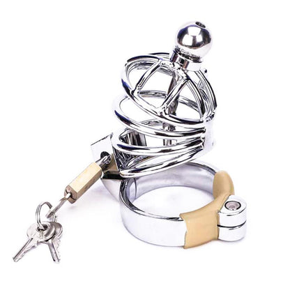 Short Penile Urethral Plug Metal Chastity Cage