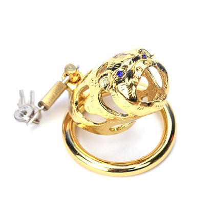 The Ox Gold Metal Chastity Cage 3.15 Inches Long