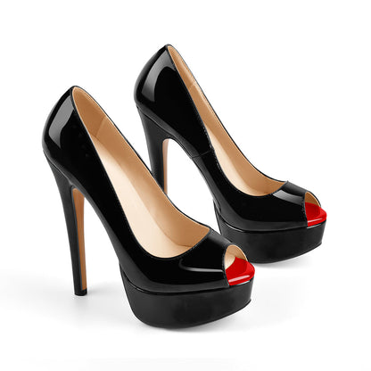 Peep Toe Platform Stiletto High Heel Pumps