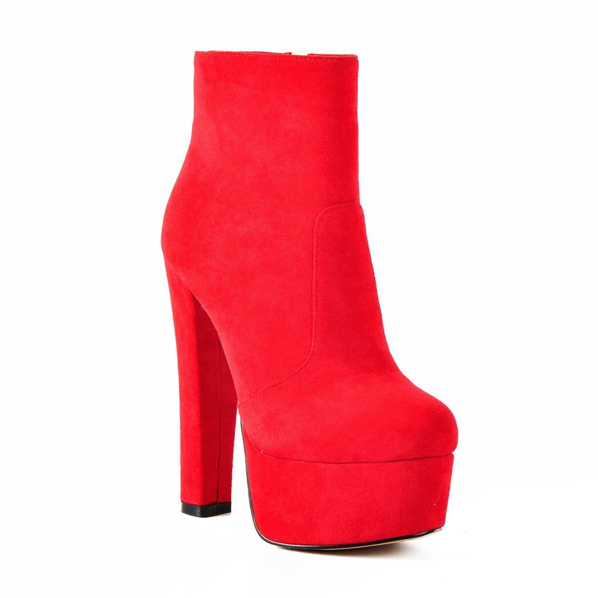 Suede Platform Chunky Heel Elastic Ankle Boots