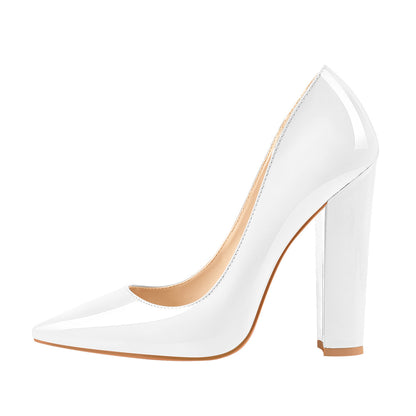 Elegant Classic Pointed Toe Chunky Heels Pumps