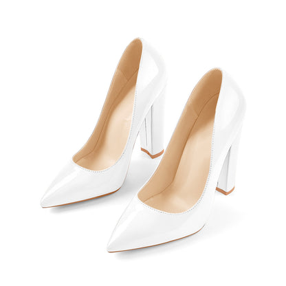 Elegant Classic Pointed Toe Chunky Heels Pumps