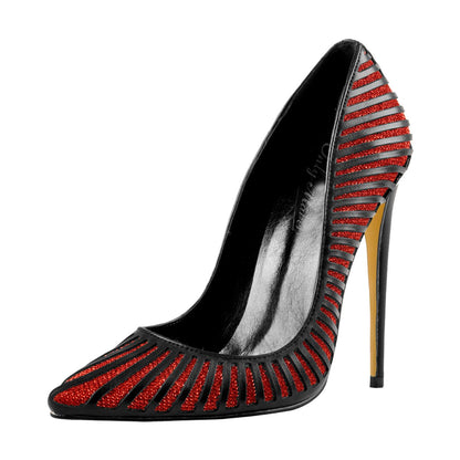 Black Red Silver Yellow Basic Pumps Pointed Toe Stilettos