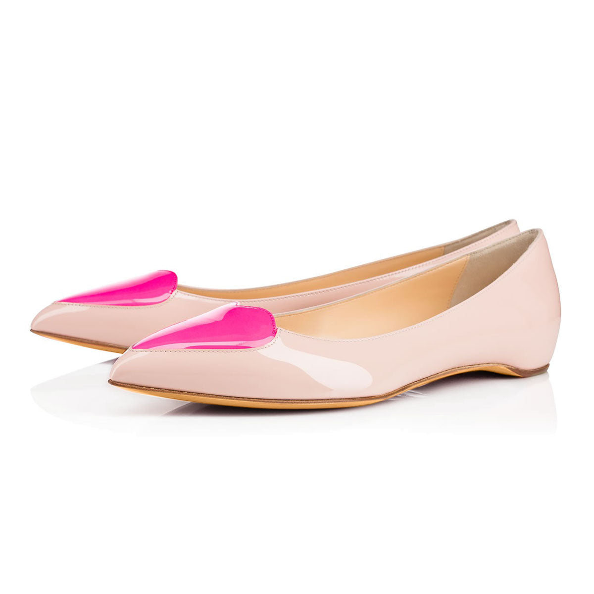 Pink Heart Pointed Toe Flats