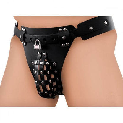 Sissy's Ultimate Surrender: The Safety Net Leather Chastity Belt with Anal Training Harness