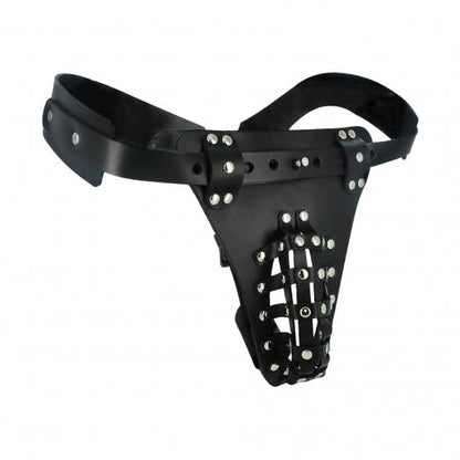 Sissy's Ultimate Surrender: The Safety Net Leather Chastity Belt with Anal Training Harness