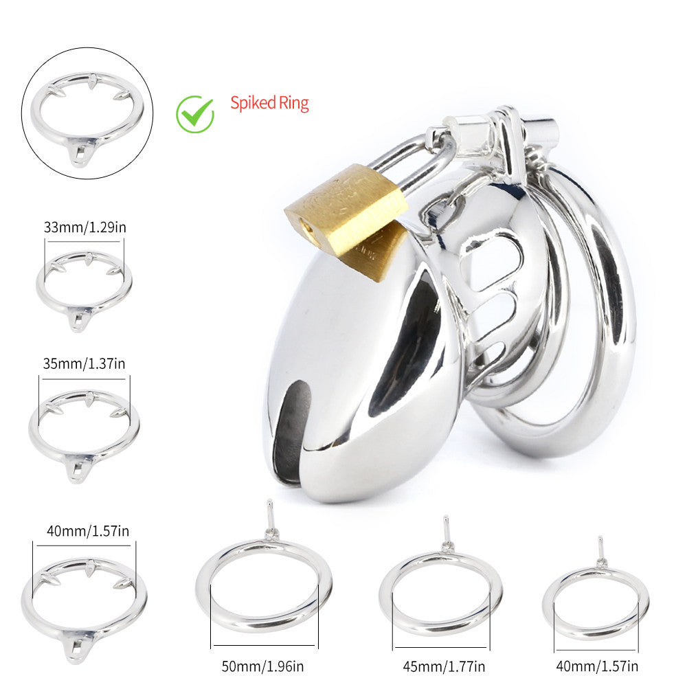 BDSM Stainless Steel Chastity Device With Spike Ring